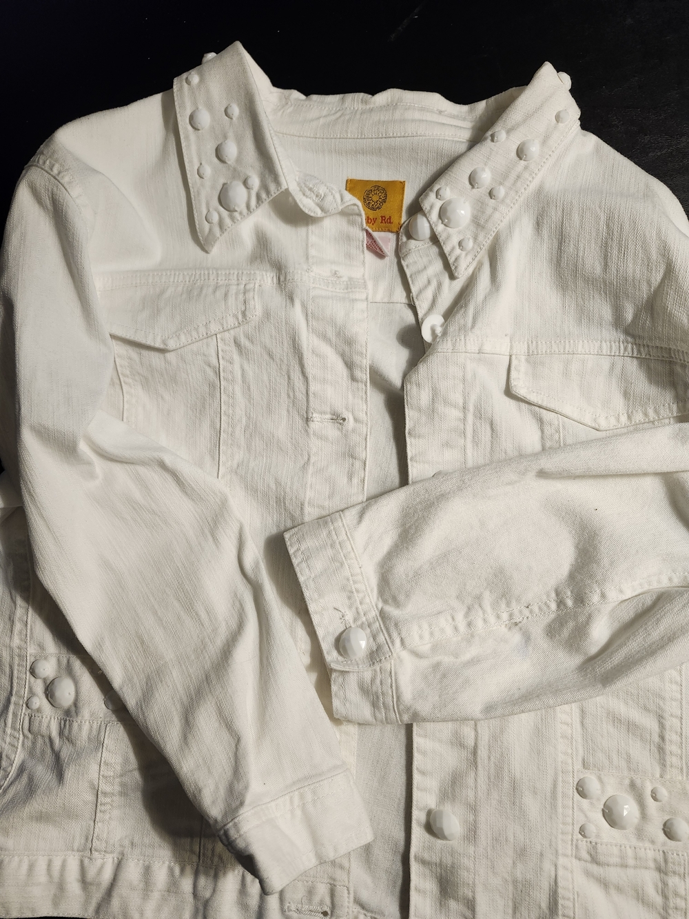 RUBY ROAD White Studded Collar Denim Jacket